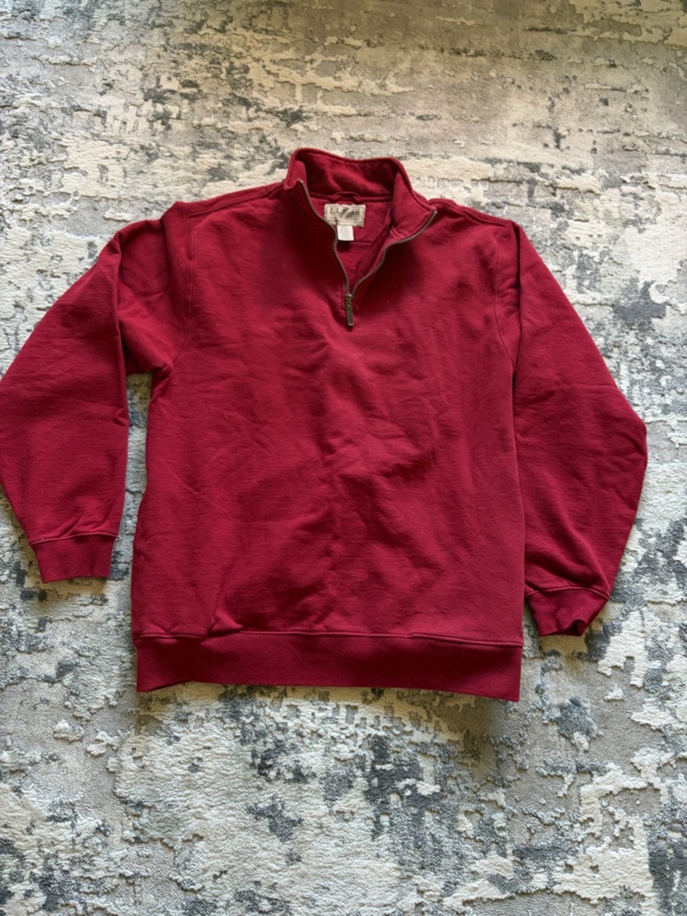L.L. Bean Men's Burgundy Half-Zip Sweatshirt - Picture 2 of 3